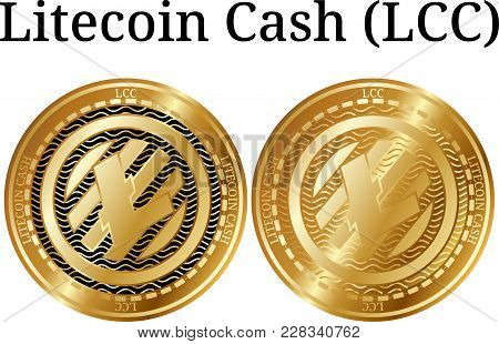 Set Of Physical Golden Coin Litecoin Cash (lcc), Digital Cryptocurrency. Litecoin Cash (lcc) Icon Se
