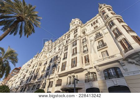 Alicante, Spain- January 18, 2018: Architecture Building Casa Carbonell,emblematic City Point. Alica