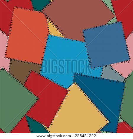 Vector Illustration Of Textile Patches Seamless Pattern