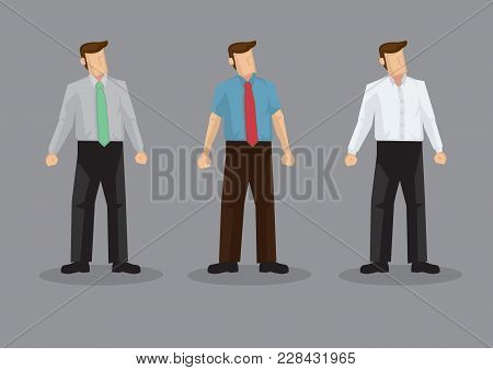 Vector Illustration Of Three Faceless Cartoon Man Character Wearing Conservative Office Style Outfit