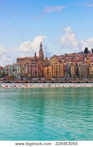 Colorful Houses Of Menton Old Town At Summer, France