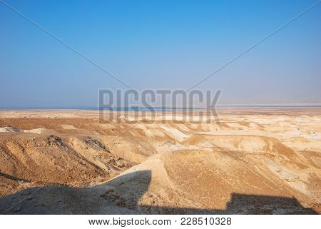 Horizontal Picture Of  Judaean Desert Close To Dead Sea In Massada, Israel