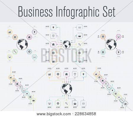 Set With Infographics. Data And Information Visualization. Template. Stock Vector. Dynamic Infograph