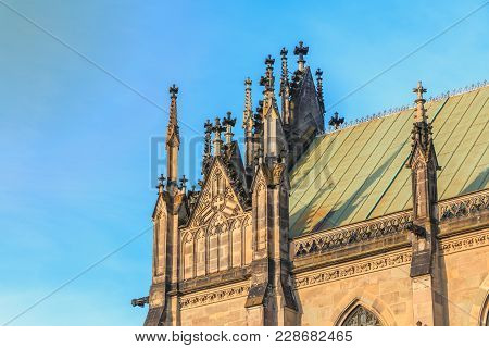 Architectural Detail Of The Church Of St Elizabeth In Basel, Switzerland