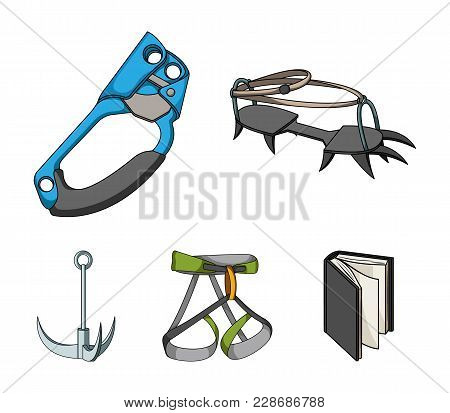 Hook, Mountaineer Harness, Insurance And Other Equipment.mountaineering Set Collection Icons In Cart