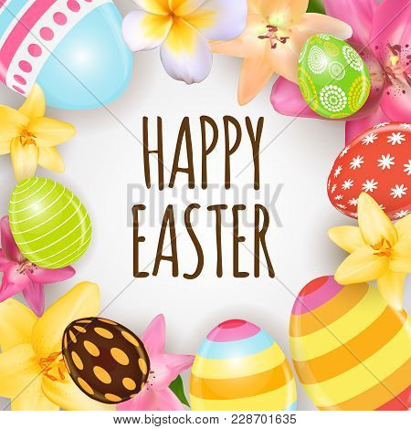 Happy Easter Cute Background With Eggs. Vector Illustration Eps10