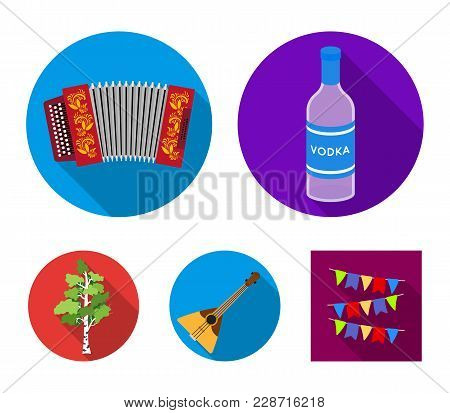 Russia, Country, Vodka, Accordion .russia Country Set Collection Icons In Flat Style Vector Symbol S