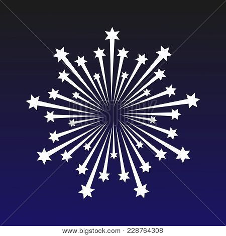 A Beautiful Firework. Bright Romantic Firework On A Dark Blue Background. Light Love Decoration Salu