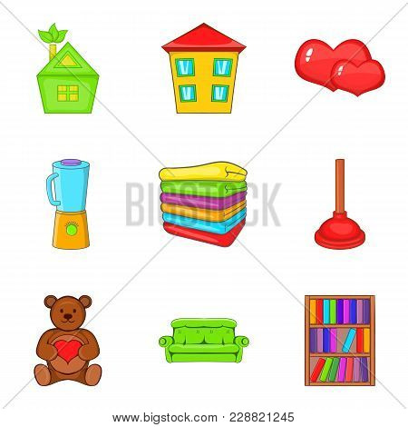 Orphan House Icons Set. Cartoon Set Of 9 Orphan House Vector Icons For Web Isolated On White Backgro