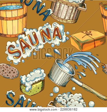 Hand Drawn Collection Of Bath Accessories. Big Set Of Sketch Objects. Vector Illustration With Hygie