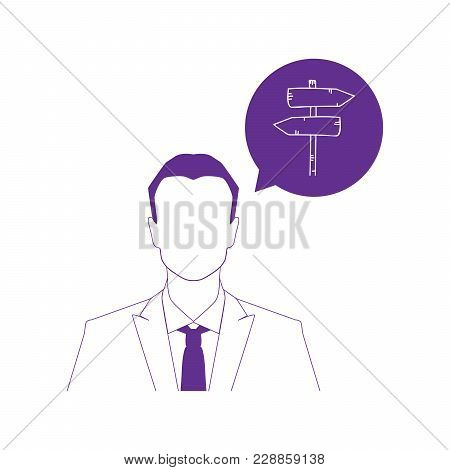Businessman And Colorful Road Sygn Icon, Vector Illustration