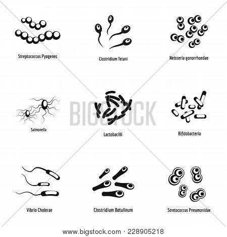 Aetiological Factor Icons Set. Simple Set Of 9 Aetiological Factor Vector Icons For Web Isolated On 