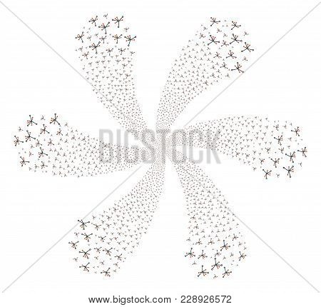 Big Bang Cycle Flower Cluster. Element Cluster Done From Random Big Bang Items. Vector Illustration 