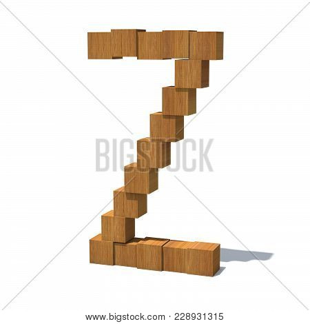 3D Letters Of Wooden Cubes. 3D Rendering.