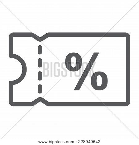Discount Coupon Line Icon, E Commerce And Marketing, Sale Sign Vector Graphics, A Linear Pattern On 