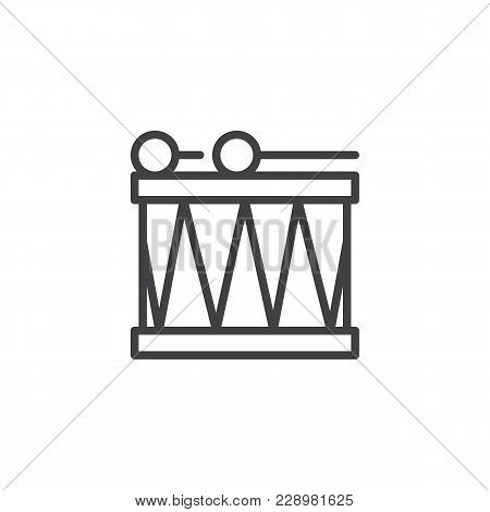 Drum And Stick Outline Icon. Linear Style Sign For Mobile Concept And Web Design. Percussion Instrum