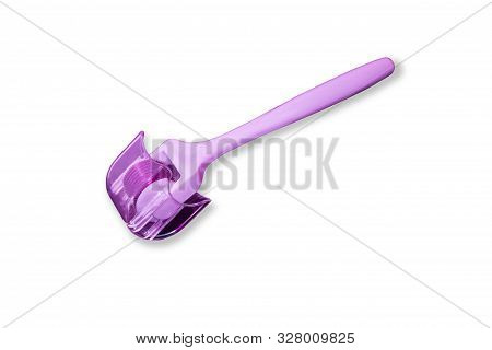 Mezoroller, Dermaroller, Mesotherapy Skin Tool. A Mesoroller With A White Handle And A Pink Rabbit I