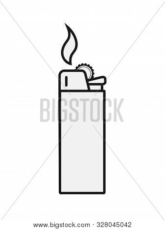 Icon Of Gas Or Petrol Lighter. Flat Design