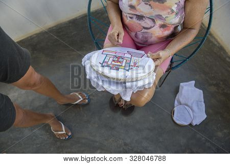 Ilha Do Ferro, Pao De Acucar, Alagoas, Brazil - June 23, 2016: Embroiderer From Iron Island Or Ilha 