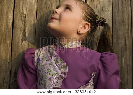 Esteio, Rio Grande Do Sul, Brazil - October 27, 2015: Cute Little Girl Wearing Traditional Dress Of 