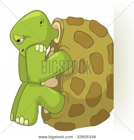 Cartoon Charakter lustige Schildkröte, Isolated on White Background. Vektor EPS 10.