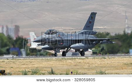 Konya, Turkey - June 26, 2019: Turkish Air Force General Dynamics F-16c Fighting Falcon (cn 4r-116) 
