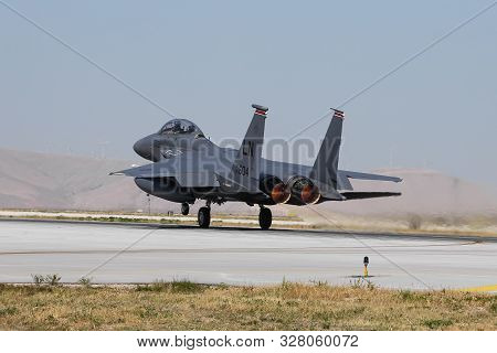 Konya, Turkey - June 26, 2019: Turkish Air Force General Dynamics F-16c Fighting Falcon (cn 4r-87) T