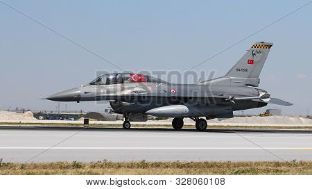 Konya, Turkey - June 26, 2019: Turkish Air Force General Dynamics F-16c Fighting Falcon (cn 4r-87) T