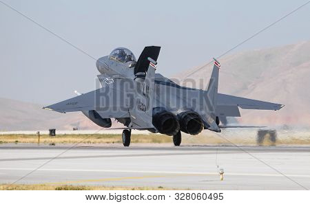 Konya, Turkey - June 26, 2019: Turkish Air Force General Dynamics F-16c Fighting Falcon (cn 4r-87) T