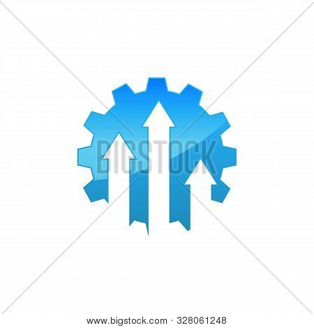 Business Finance Logo Graph Bar Arrow Inside Cog Gear Design Vector