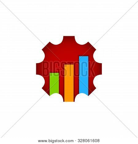 Business Finance Logo Graph Bar Arrow Inside Cog Gear Design Vector