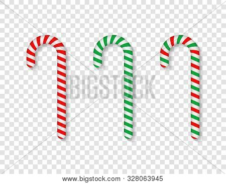 Traditional Christmas Candy Cane. Vector Stock Illustration.