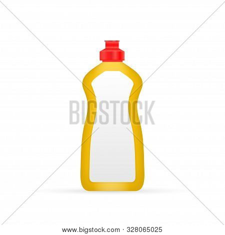 Dishwashing Liquid. Cleaning Bottle Isolated On White Background. Vector Stock Illustration.