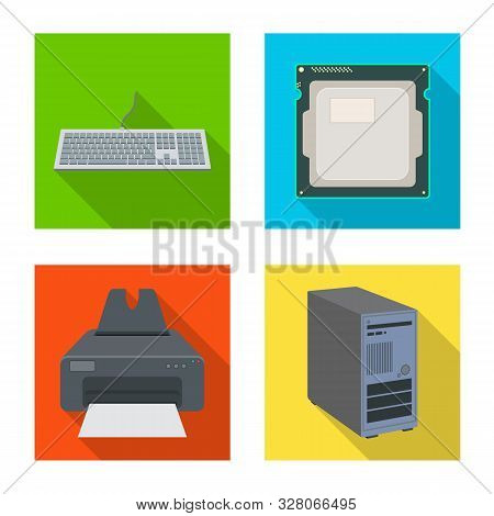 Isolated Object Of Laptop And Device Symbol. Set Of Laptop And Server Stock Vector Illustration.