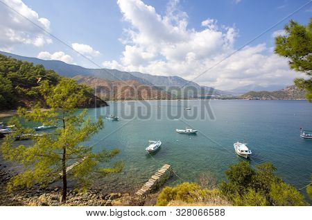 Adrasan, Kemer / Antalya, October 4, 2019, Seaside View From Adrasan Beach Along The Mediterranean C