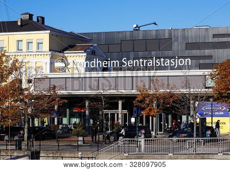 Trondheim, Norway - October 14, 2014: Exterior View Of The Main Entance To The Trondheim Central Rai