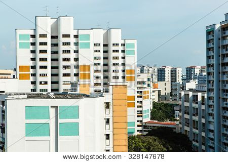 Singapore-18 Oct 2017: Singapore Hdb Residential Building Area Aerial View