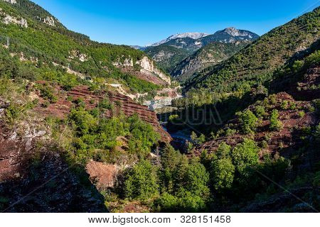 Gorges De Daluis Or Chocolate Canyon In Provence-alpes, France.