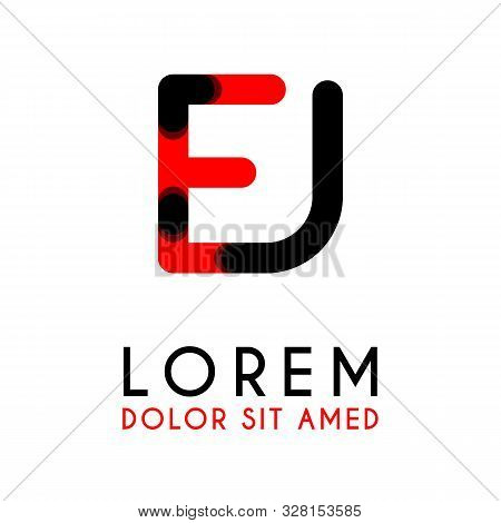 Initial Letter Ej With Red Black And Has Rounded Corners