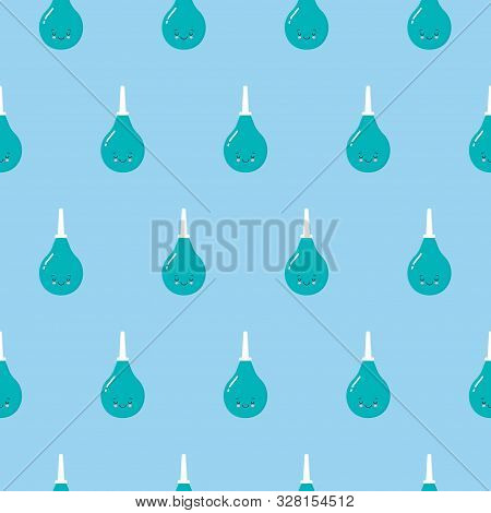 Seamless Pattern Texture Of Endless Repeating Medical Rubber Blue Cute Enema Pears For Cleaning The 