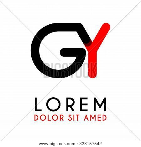 Initial Letter Gy With Red Black And Has Rounded Corners