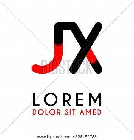 Initial Letter Jx With Red Black And Has Rounded Corners