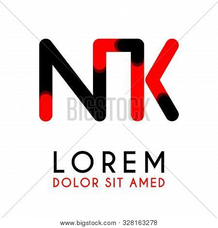 Initial Letter Nk With Red Black And Has Rounded Corners