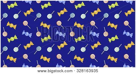 Halloween Seamless Pattern. Candy. Autumn Vector Illustration