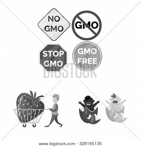 Vector Illustration Of Transgenic And Organic Logo. Set Of Transgenic And Synthetic Vector Icon For 
