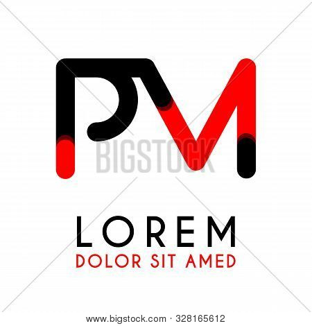 Initial Letter Pm With Red Black And Has Rounded Corners