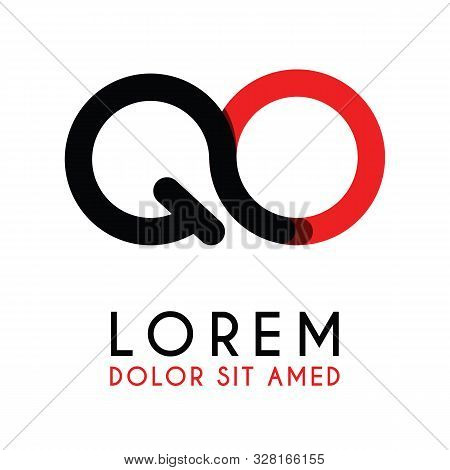 Initial Letter Qo With Red Black And Has Rounded Corners