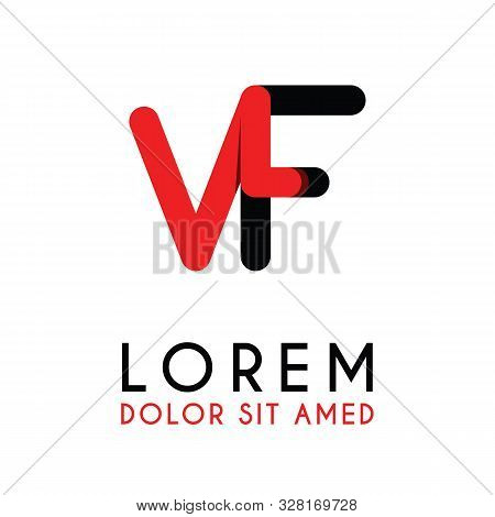 Initial Letter Vf With Red Black And Has Rounded Corners