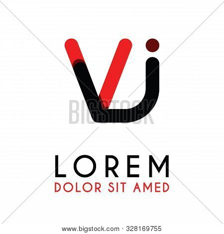 Initial Letter Vj With Red Black And Has Rounded Corners