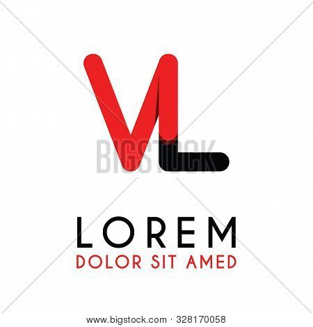 Initial Letter Vl With Red Black And Has Rounded Corners